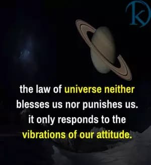 The law of the universe neither blesses us nor punishes us. It only responds to the vibrations of our attitude.