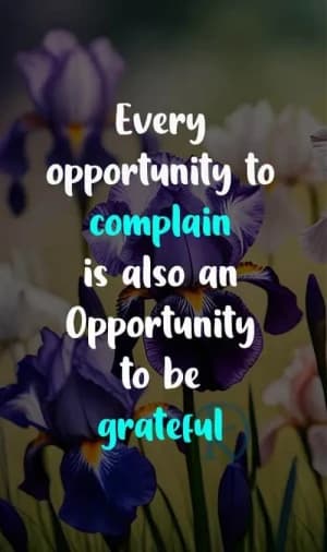 Every opportunity to complain is also an opportunity to be grateful.