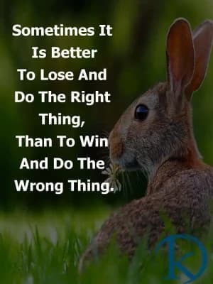 Sometimes it is better to lose and do the right thing than to win and do the wrong thing.
