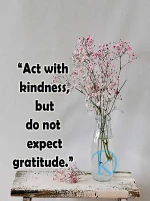 Act with kindness, but do not expect gratitude.