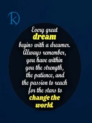 Every great dream begins with a dreamer. Always remember, you have within you the strength, the patience, and the passion to reach for the stars to change the world.