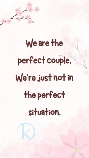 We are the perfect couple. We're just not in the perfect situation.