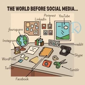 THE WORLD BEFORE SOCIAL MEDIA... Pinterest ,YouTube, Linkedin, foursquare, Instagram, Reddit, Skype, WordPress, Twitter, Tumblr, Facebook.