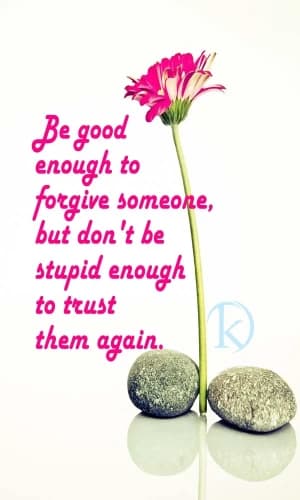 Be good enough to forgive someone, but don't be stupid enough to trust them again.