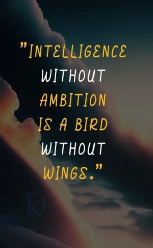 INTELLIGENCE WITHOUT AMBITION IS A BIRD WITHOUT WINGS.