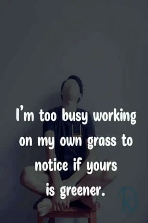 I am too busy working on my own grass to notice if yours is greener.