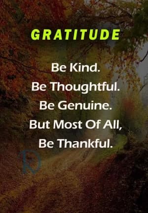 Gratitude: Be kind. Be thoughtful. Be genuine. But most of all, be thankful.