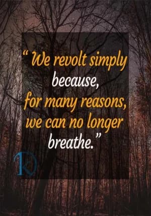 We revolt simply because, for many reasons, we can no longer breathe.
