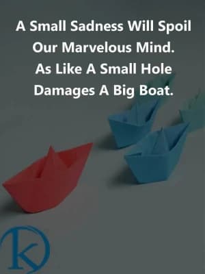 A small sadness will spoil our marvelous minds. As a small hole damages a big boat.