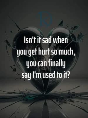 Isn't it sad when you get hurt so much you can finally say I'm used to it?
