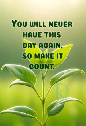 YOU WILL NEVER HAVE THIS DAY AGAIN, SO MAKE IT COUNT.