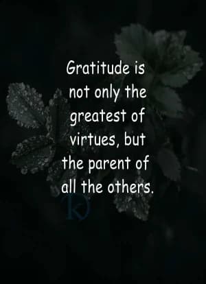 Gratitude is not only the greatest of virtues but also the parent of all the others.