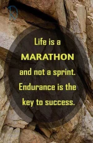 Life is a marathon and not a sprint. Endurance is the key to success.