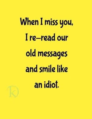 When I miss you, I re-read our old messages and smile like an idiot.