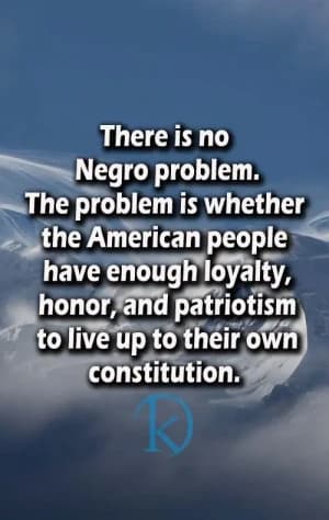 There is no Negro problem. The problem is whether the American people have enough loyalty, honor, and patriotism to live up to their own constitution.