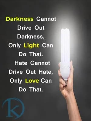 Darkness cannot drive out darkness; only light can do that. Hate cannot drive out hate; only love can do that.