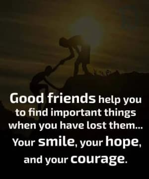 Good friends help you to find important things when you have lost them... Your smile, your hope, and your courage.