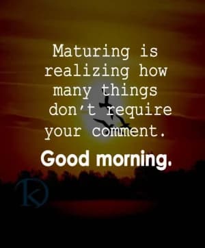 Maturing is realizing how many things don't require your comment. Good morning.