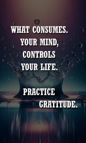 What Consumes. Your mind controls your life. Practice Gratitude.