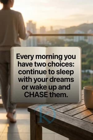 Every morning you have two choices: continue to sleep with your dreams or wake up and CHASE them.