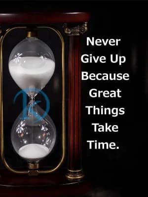 Never give up because great things take time.