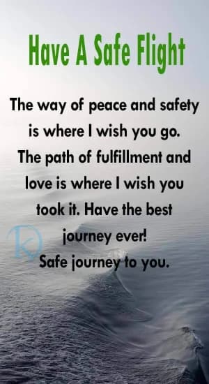 Have A Safe Flight. The way of peace and safety is where I wish you to go. The path of fulfillment and love is where I wish you took it. Have the best journey ever! Safe journey to you.