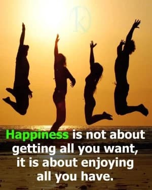 Happiness is not about getting all you want. It is about enjoying all you have.
