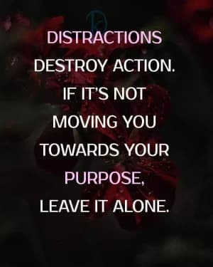 Distractions Destroy Action. If It's Not Moving You Toward Your Purpose, Leave It Alone.