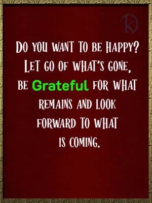 Do you want to be happy? Let go of what's gone, be grateful for what remains, and look forward to what is coming.