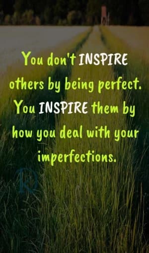 You don't INSPIRE others by being perfect. You INSPIRE them by how you deal with your imperfections.