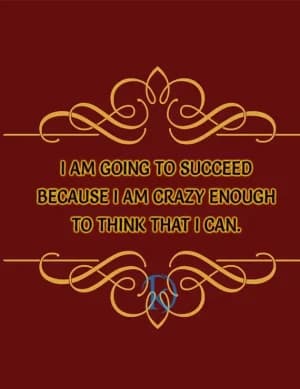 I am going to succeed because I am crazy enough to think that I can.