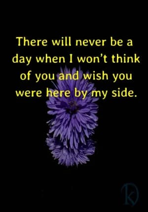 There will never be a day when I won't think of you and wish you were here by my side.