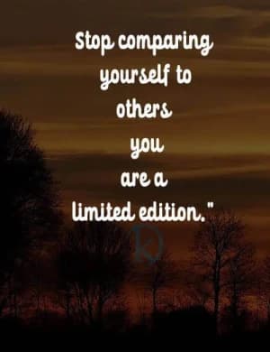 Stop comparing yourself to others; you are a limited edition.