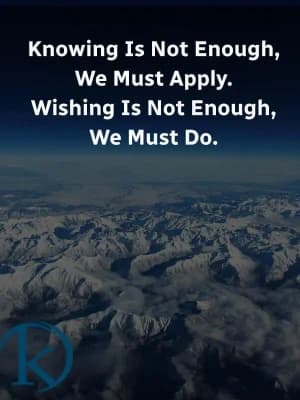 Knowing is not enough. We must apply. Wishing is not enough. We must do.