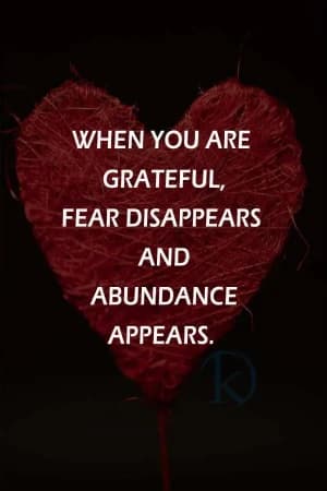 When you are grateful, fear disappears and abundance appears.