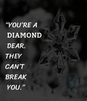 You're a diamond, dear. They can't break you.