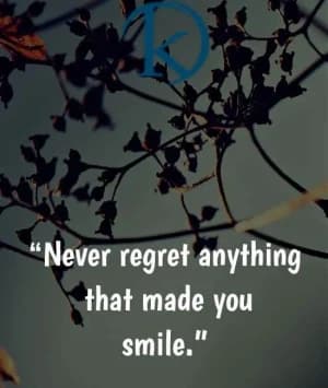 Never Regret Anything That Made You Smile.