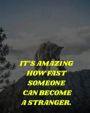 It's amazing how fast someone can become a stranger.